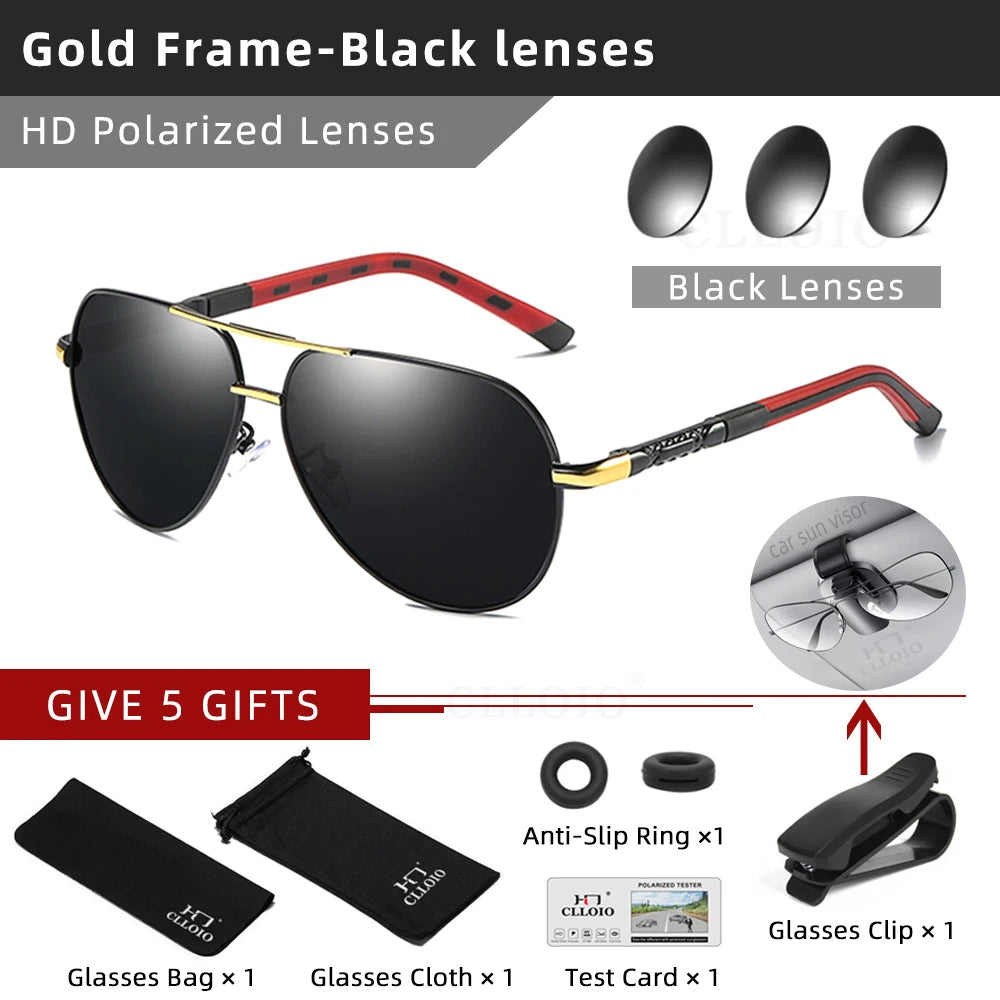 CLLOIO Men Classic Aluminum Polarized Sunglasses: Women Driving Glasses- Sunglasses