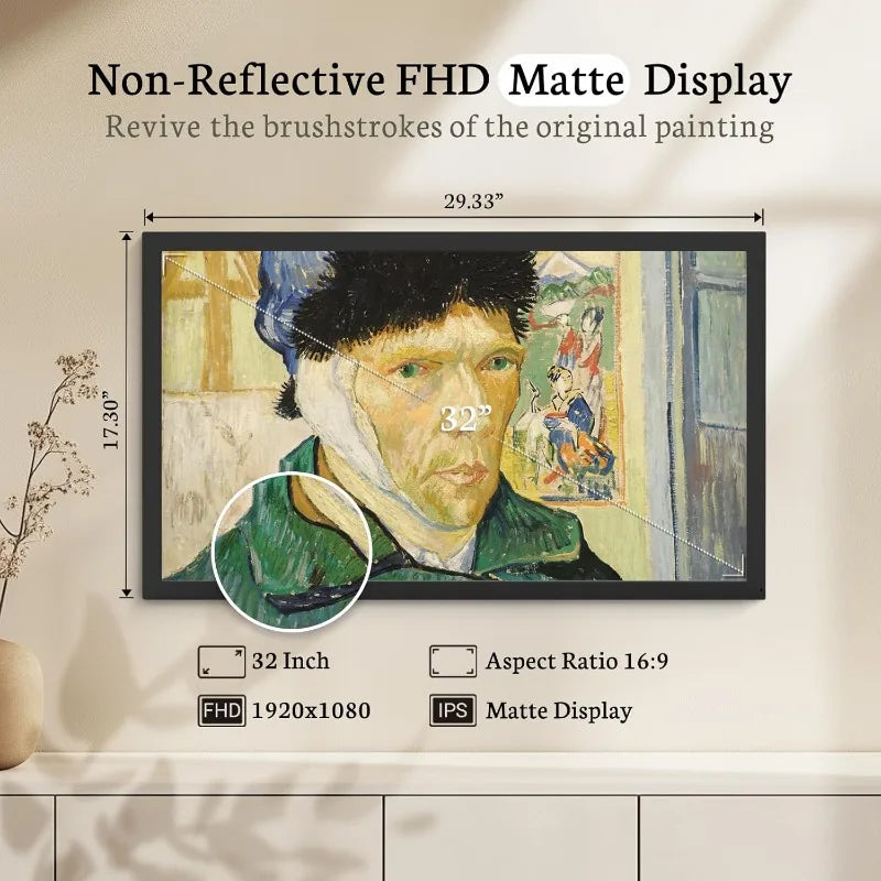 32 Inch Large Digital Picture Frame with Bluetooth Speaker, Remote Control, Auto Rotate