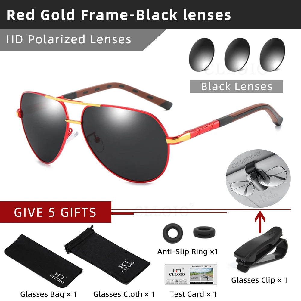 CLLOIO Men Classic Aluminum Polarized Sunglasses: Women Driving Glasses- Sunglasses