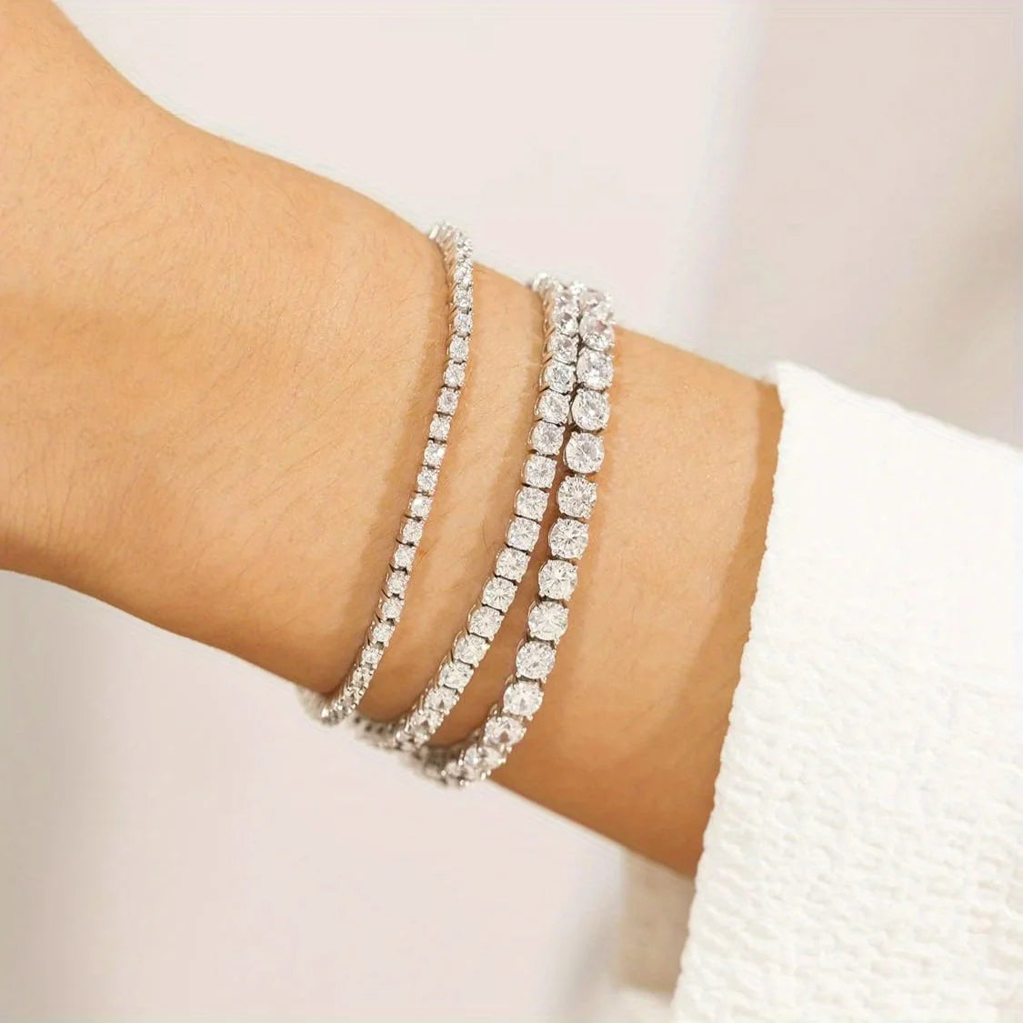 S925 Sterling Silver Tennis Bracelet - 2/ 3/ 4/ 5mm Moissanite- Hypoallergenic 6.69 -8.66inch Length