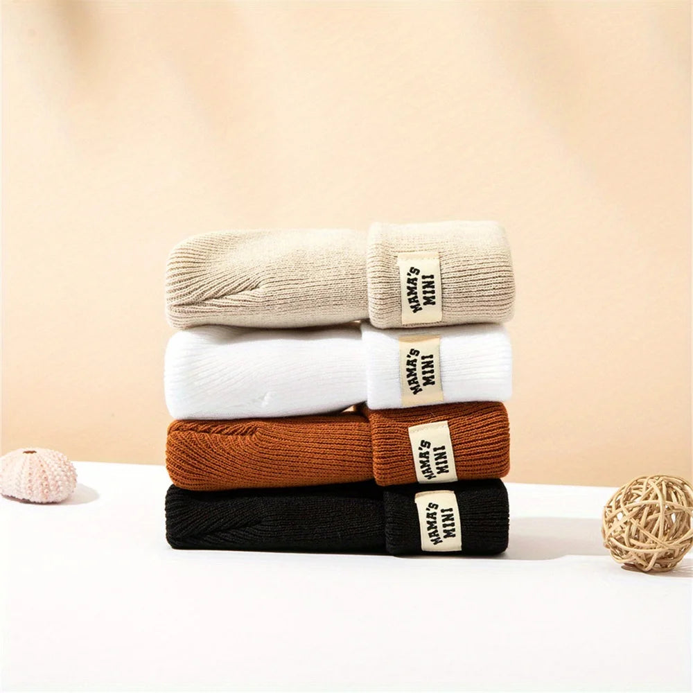 4Pc Kids Solid Color, Warm Knitted Beanie-Cap for Winter