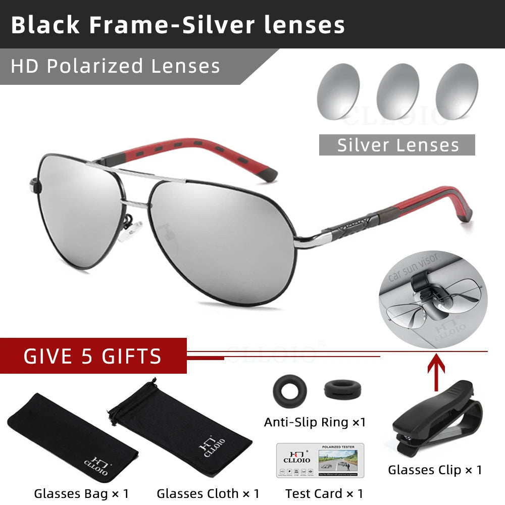 CLLOIO Men Classic Aluminum Polarized Sunglasses: Women Driving Glasses- Sunglasses