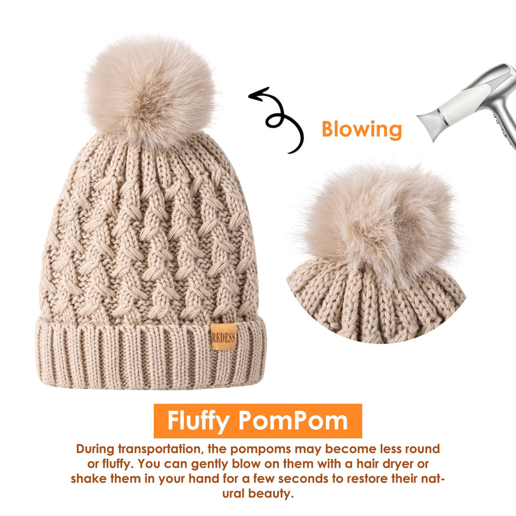 Women's Winter Beanie -Hat /Touchscreen Gloves with Long Neck Scarf / SET