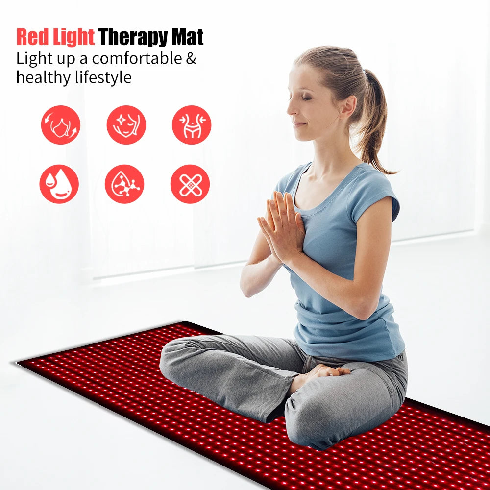 Full Body Red Light Mat / 71x31inch Large Infrared LED Blanket with 1280- 660nm- 850nm. Used for Pain Relief, Wellness and to promote Muscle Recovery