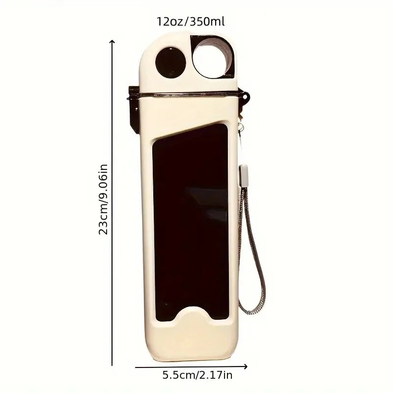12 oz Square water bottle, leak proof water cup, with a straw