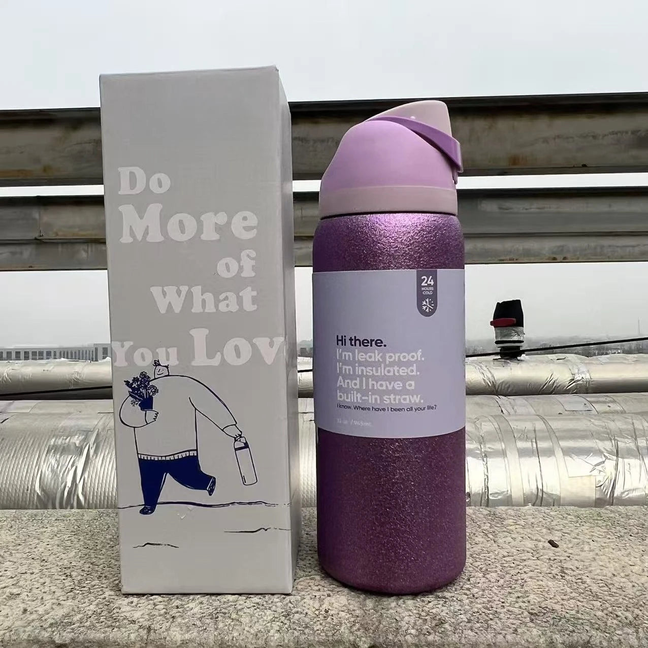 Stainless Steel Water Bottle -32oz Vacuum Insulated Water Bottle with Straw & Leak-Proof Lid /Portable