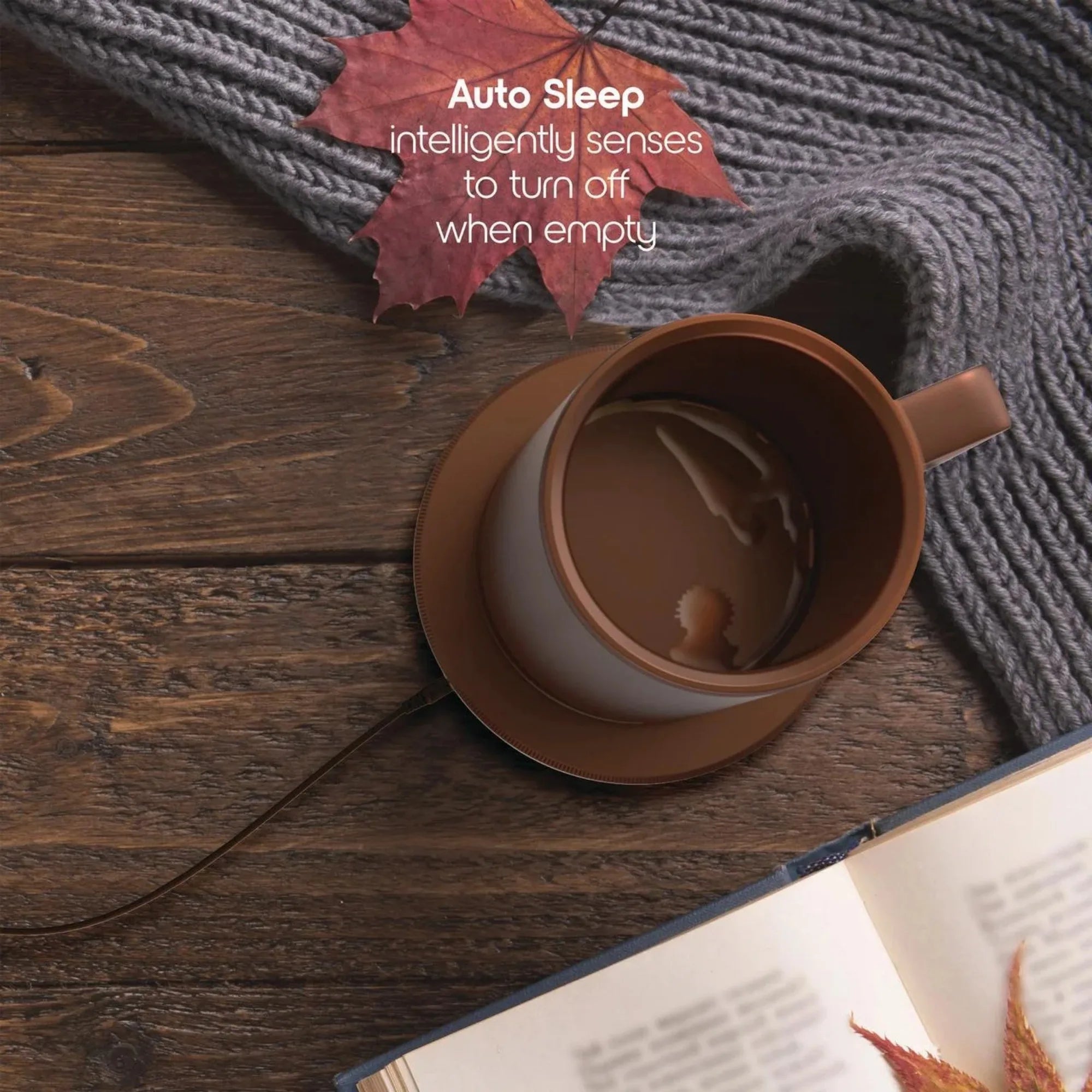 Charging Coaster, 12oz. Stainless Steel Self Heating Coffee Mug with Lid