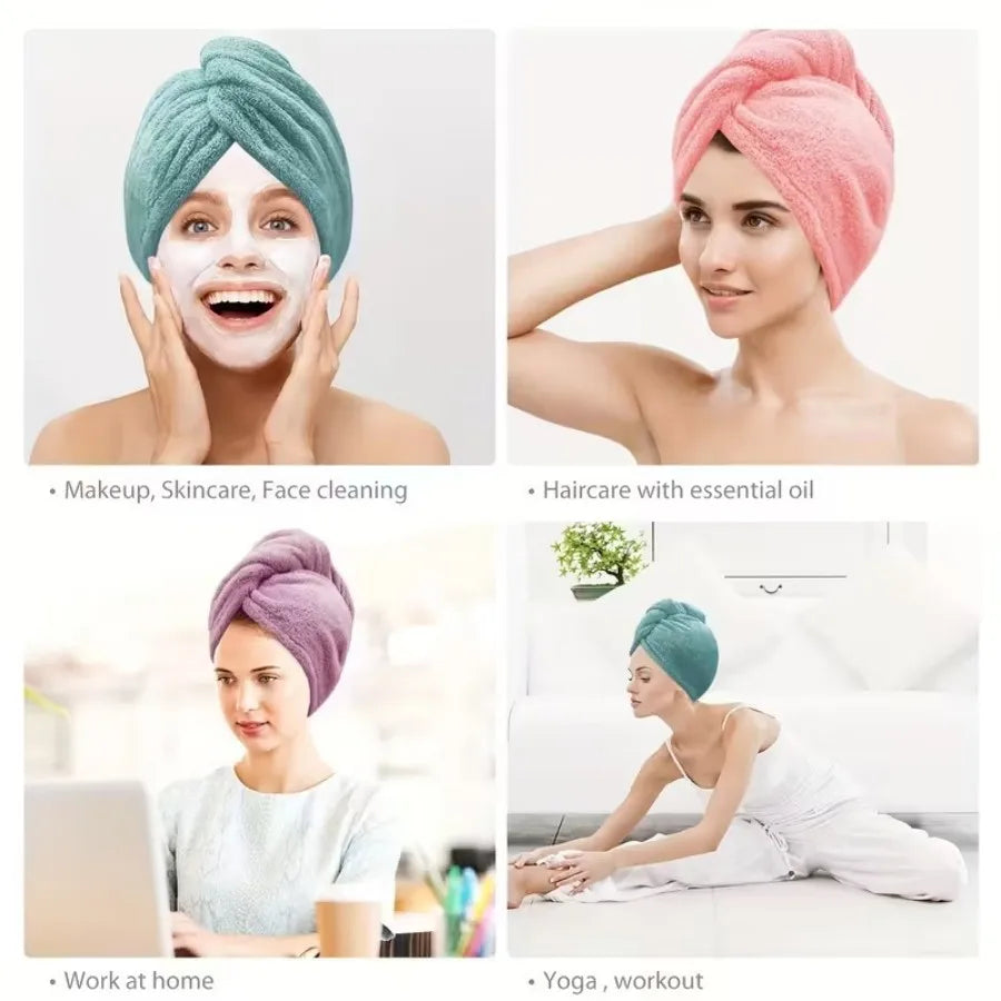Microfiber Hair Towel Wrap - Super Absorbent, Soft, Adjustable, Hair Cap for Women and Girls