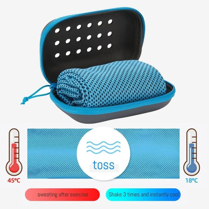 Quick Drying Cooling Towel Soft Breathable Sweat Absorption- Cold Towel with Storage Box for Sports, Running, Yoga and Gym