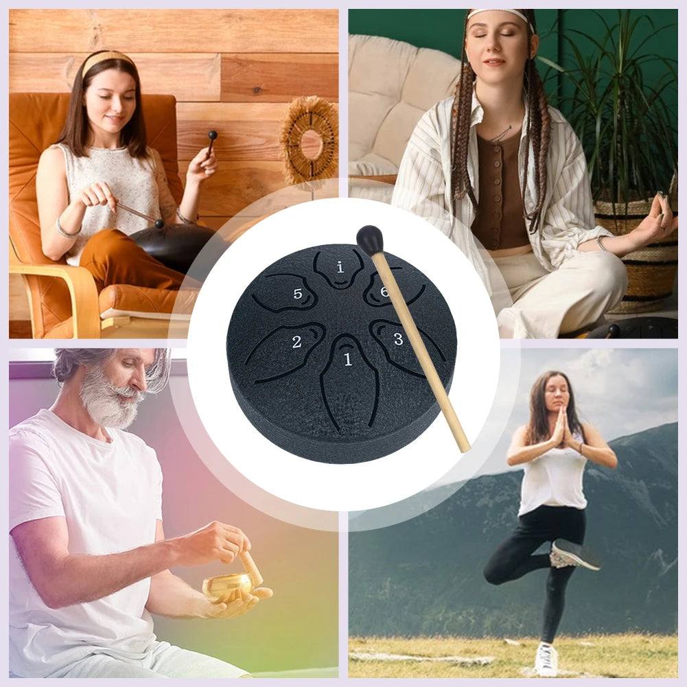 6 Notes Rain Drum- for Outside Hand Pan Drum Percussion / Musical Instruments for Yoga Meditation --3 inches size