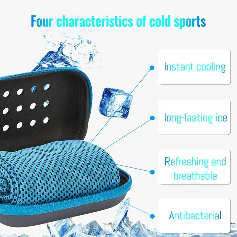Quick Drying Cooling Towel Soft Breathable Sweat Absorption- Cold Towel with Storage Box for Sports, Running, Yoga and Gym