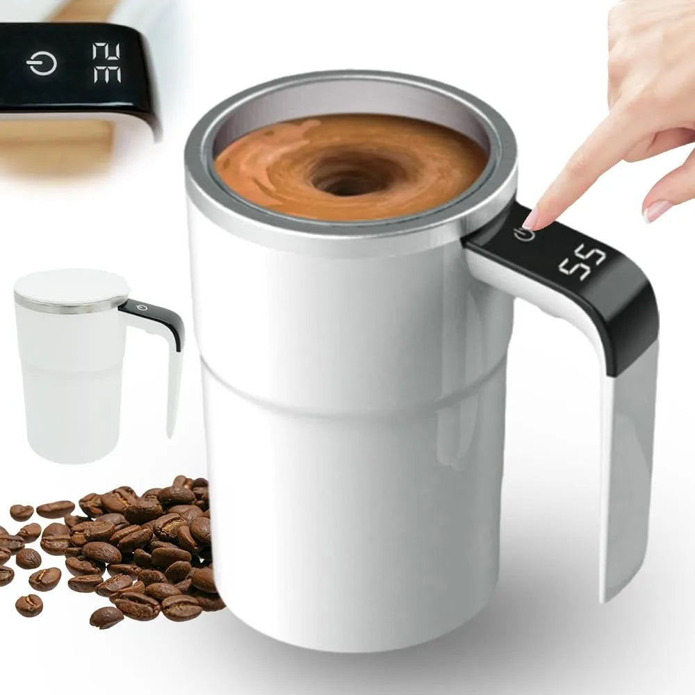 Self-Stirring Mug, Rechargeable Auto Magnetic Coffee Mug with Digital Display