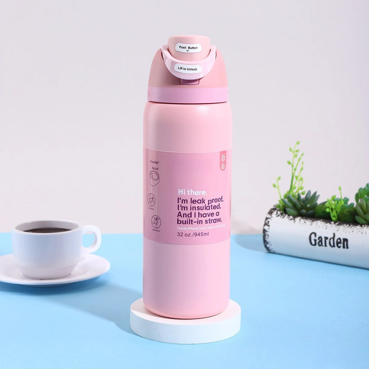 Stainless Steel Water Bottle -32oz Vacuum Insulated Water Bottle with Straw & Leak-Proof Lid /Portable