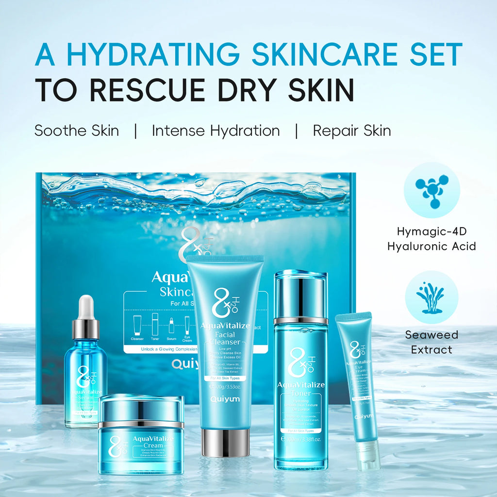 AquaVitalize Skin care 5PCS Deep Hydration Kit Wrinkle Smoothing and Tightening Treatment Set