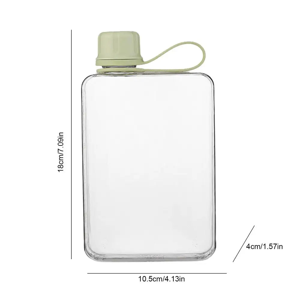 Clear 500ml Portable Flat Flasks for Sports or Camping, Leak-Proof, Slim Size for Purse
