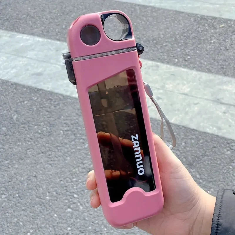 12 oz Square water bottle, leak proof water cup, with a straw