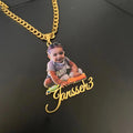 Personalized Colorful Portrait Name Pendant Necklace- Custom Name Necklace with Memory Picture- Wonderful Gift