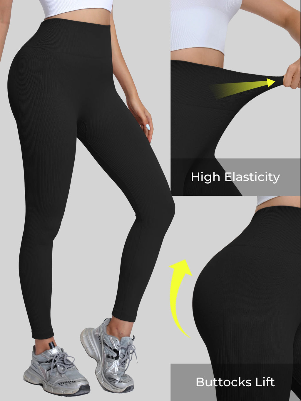 Women's high-waisted seamless yoga pants with a V-back, quick-dry sports leggings for yoga and excercise