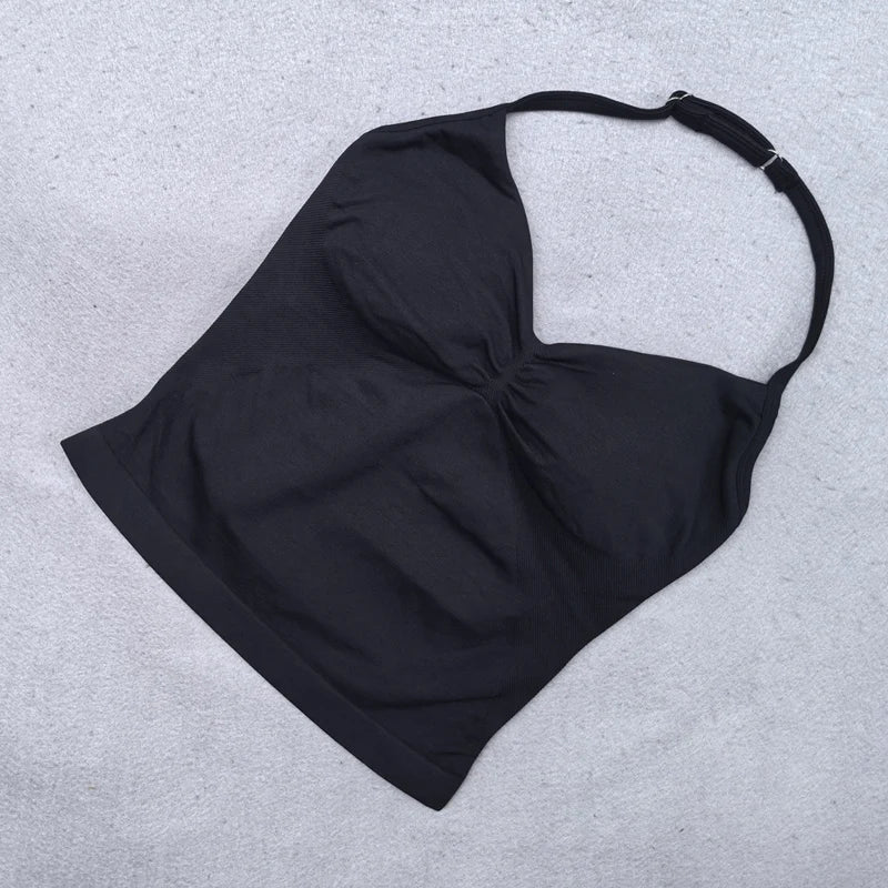 Adjustable Strappy Gym Top- Backless Gym Clothes for Women- Scrunch Bra with Removable Cups Yoga Tank top for Workouts