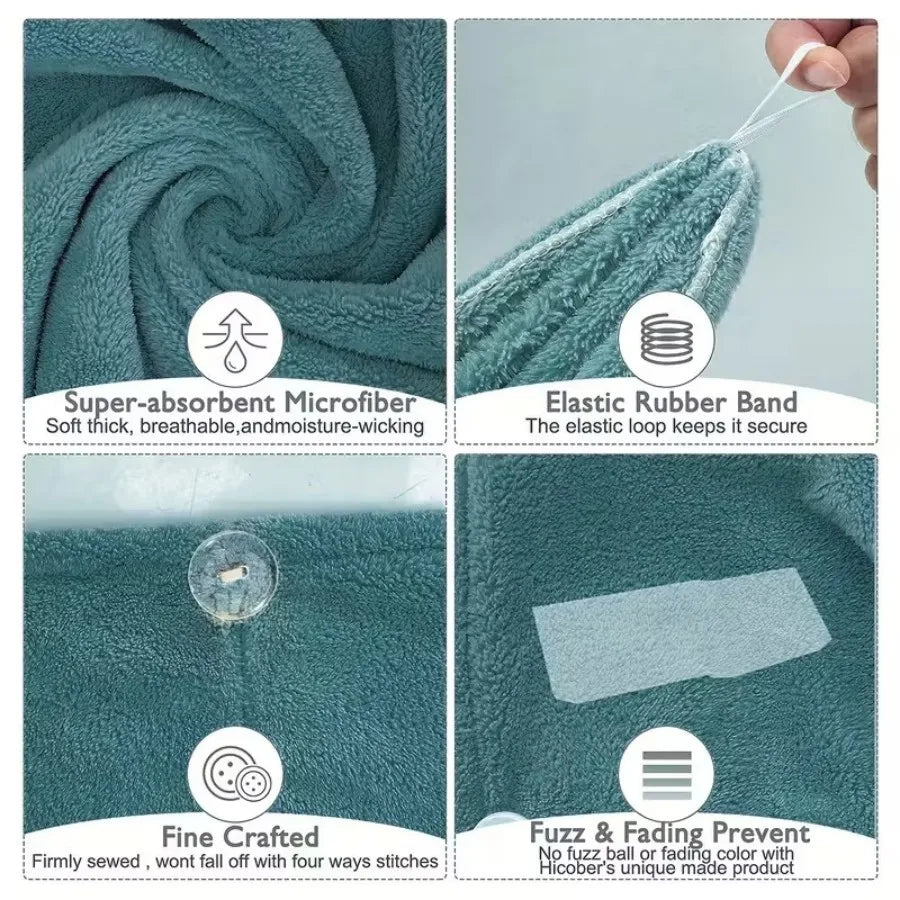 Microfiber Hair Towel Wrap - Super Absorbent, Soft, Adjustable, Hair Cap for Women and Girls