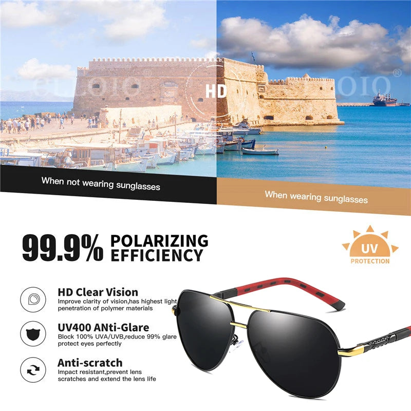 CLLOIO Men Classic Aluminum Polarized Sunglasses: Women Driving Glasses- Sunglasses