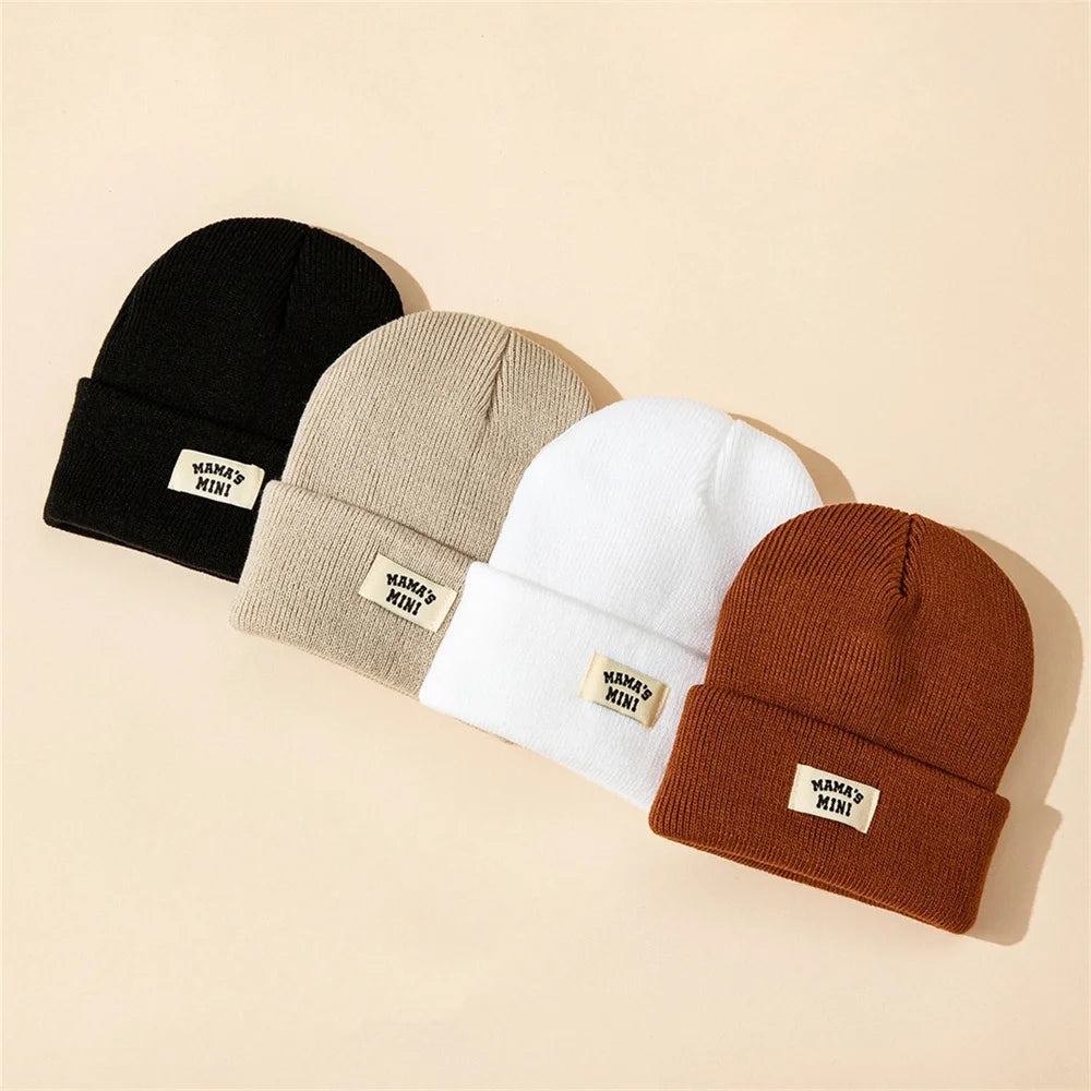 4Pc Kids Solid Color, Warm Knitted Beanie-Cap for Winter