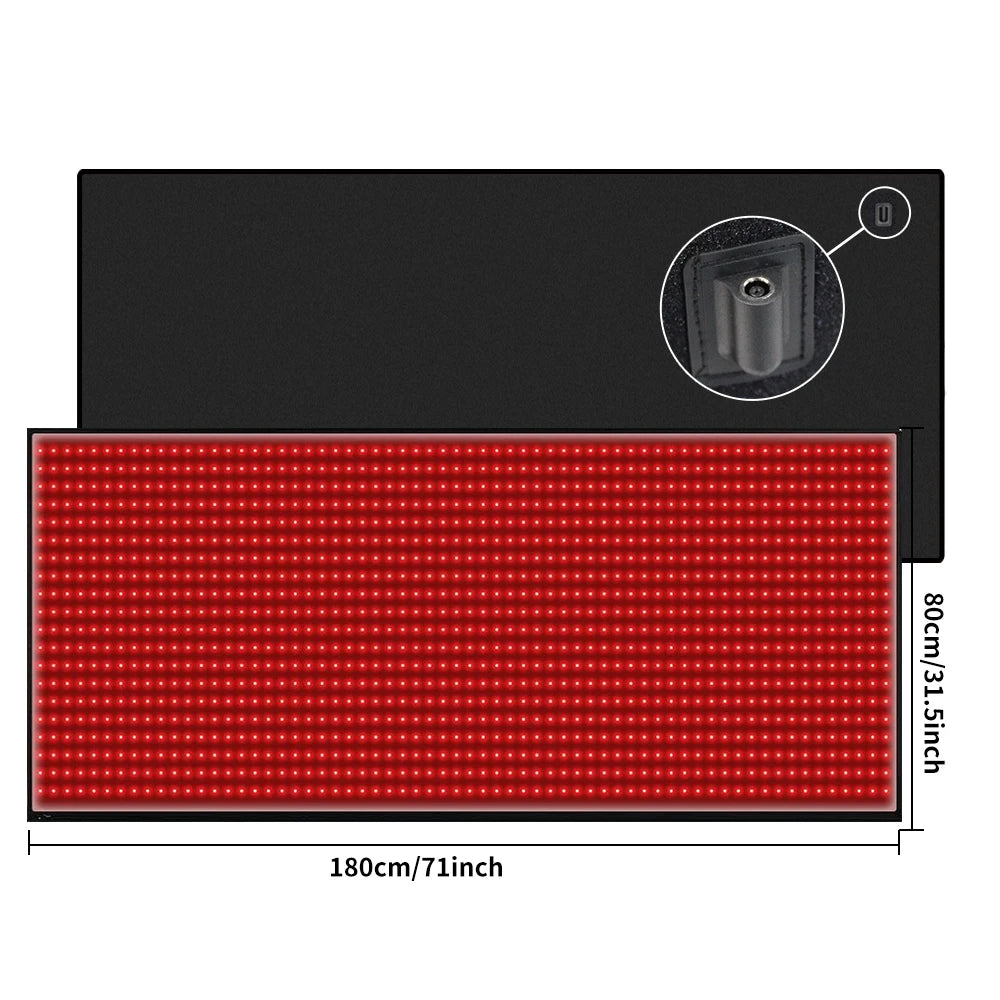 Full Body Red Light Mat / 71x31inch Large Infrared LED Blanket with 1280- 660nm- 850nm. Used for Pain Relief, Wellness and to promote Muscle Recovery