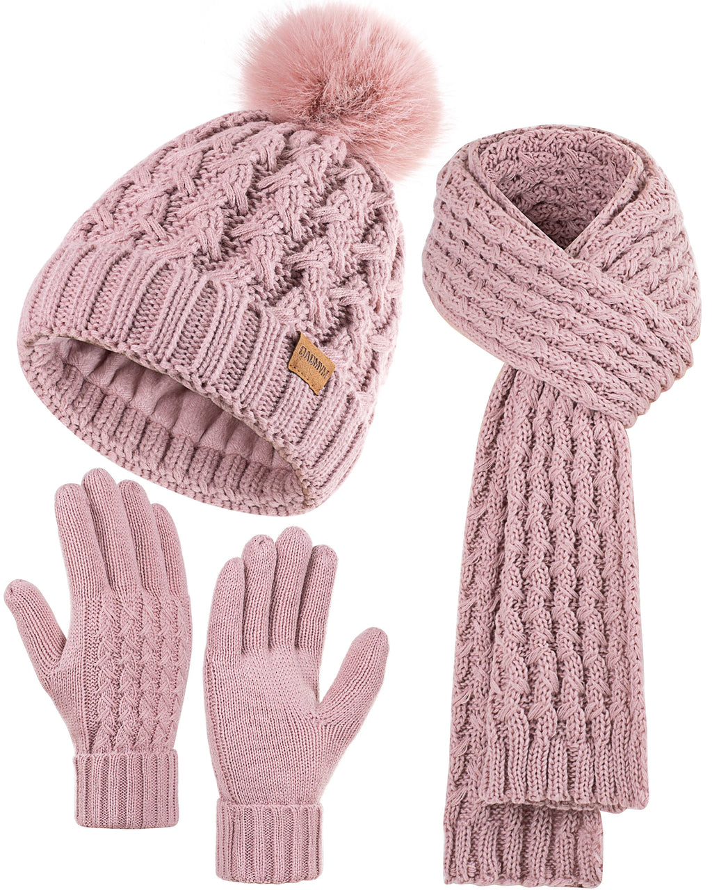 Women's Winter Beanie -Hat /Touchscreen Gloves with Long Neck Scarf / SET
