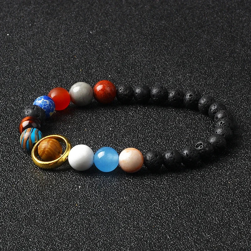 Universe Galaxy Eight Planets 12 Constellation Bracelets for Men and Women Natural Stone Solar System Bracelets Jewelry