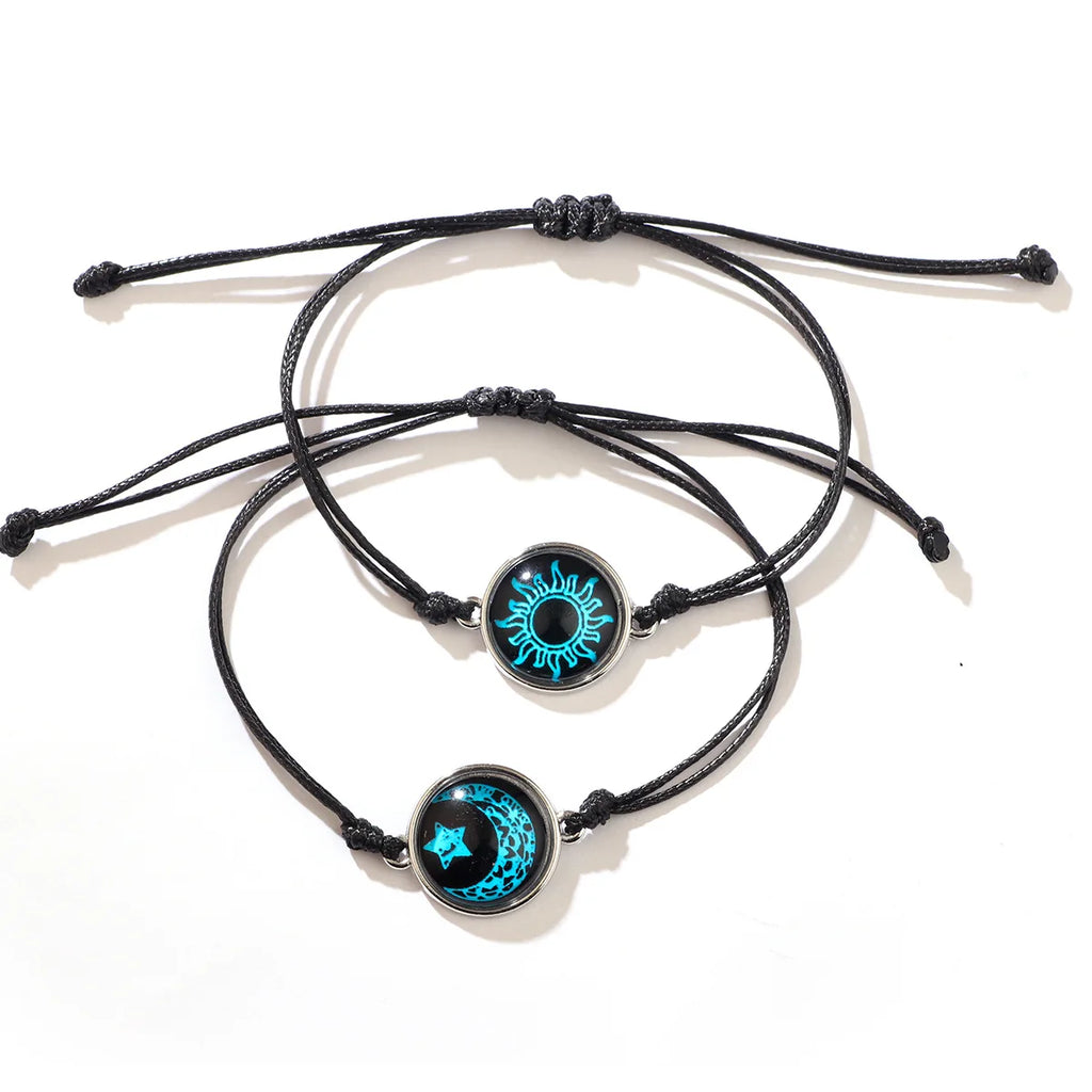 New Moon and Sun Love Time Gem Glow Bracelet - Hand-woven Rope