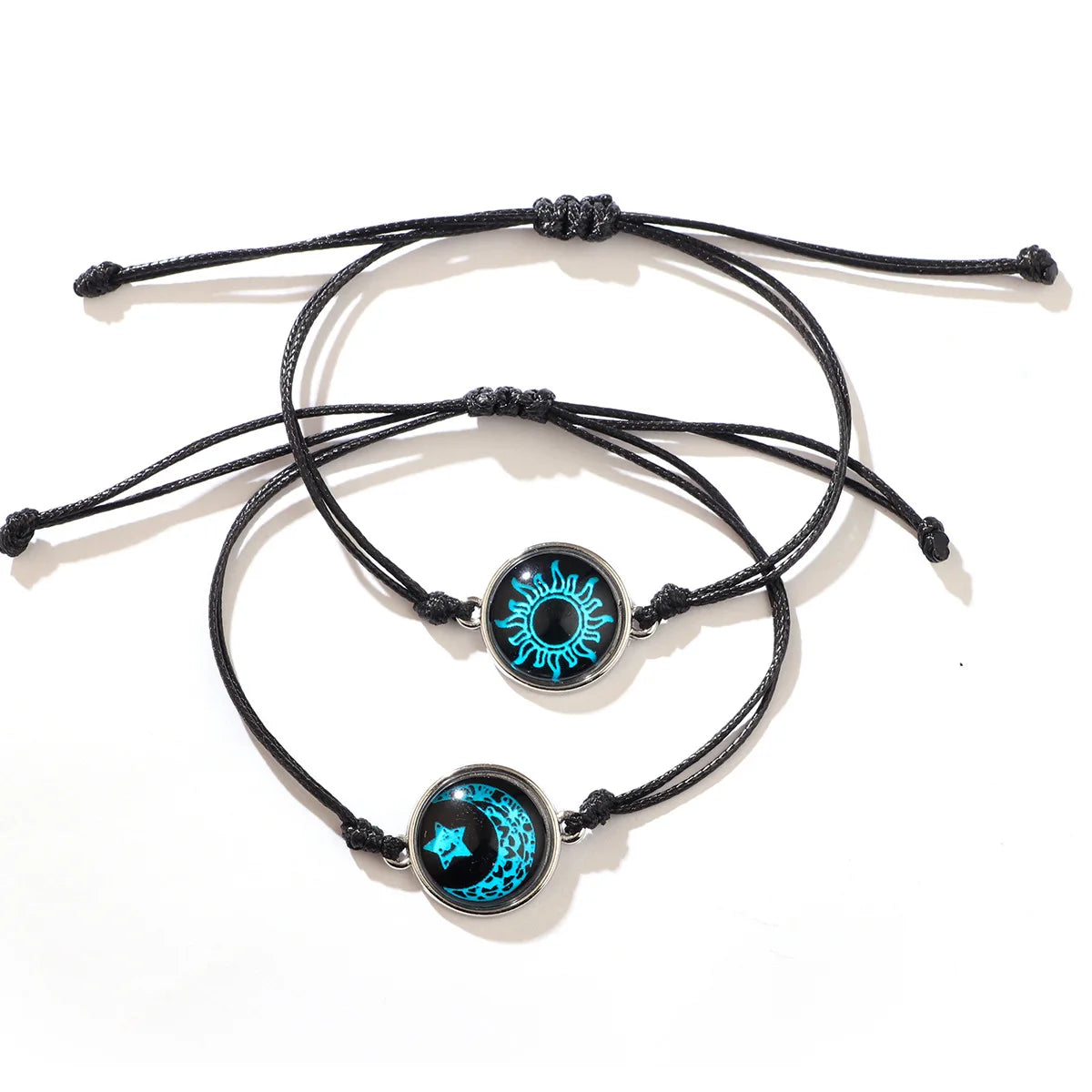 New Moon and Sun Love Time Gem Glow Bracelet - Hand-woven Rope