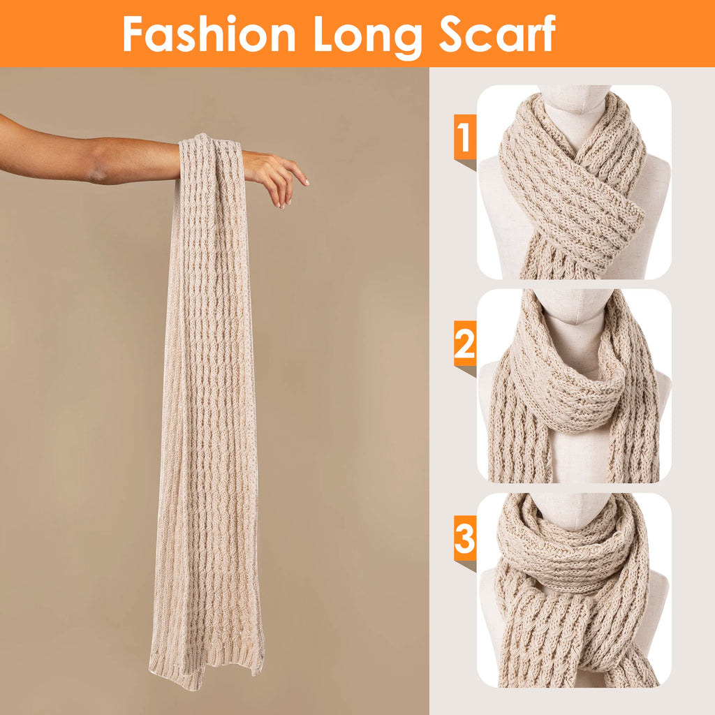 Women's Winter Beanie -Hat /Touchscreen Gloves with Long Neck Scarf / SET