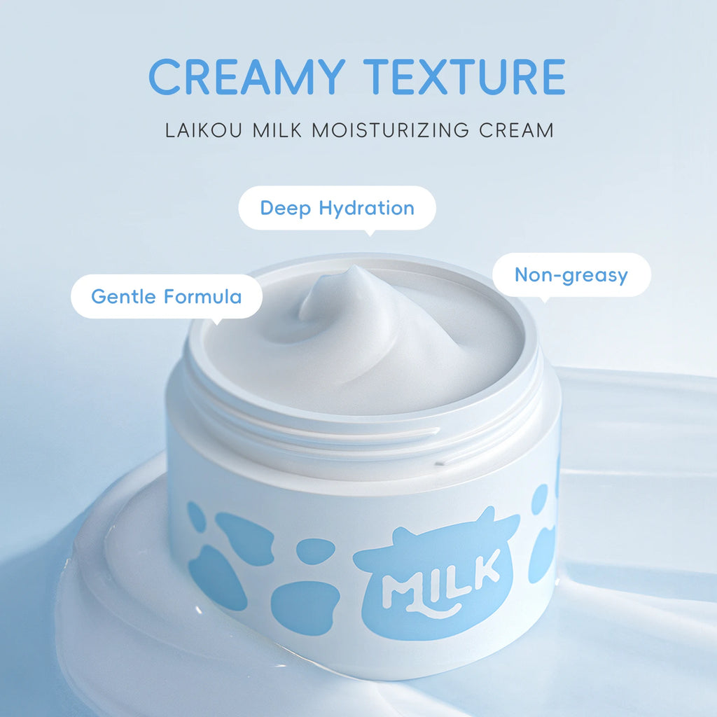 LAIKOU Milk Skincare Softening Serum Set. Moisturizing Cream- Gentle Cleanser- Brightening Hydration Travel Kit