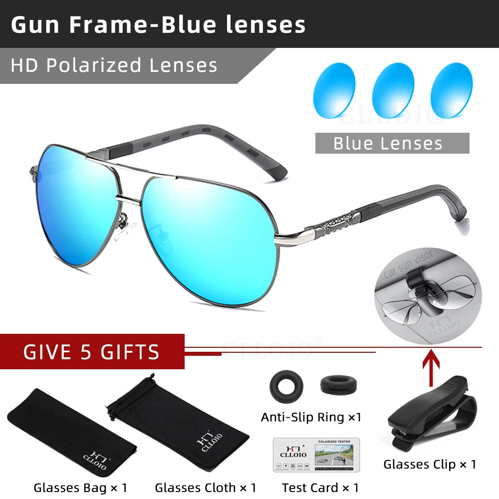 CLLOIO Men Classic Aluminum Polarized Sunglasses: Women Driving Glasses- Sunglasses