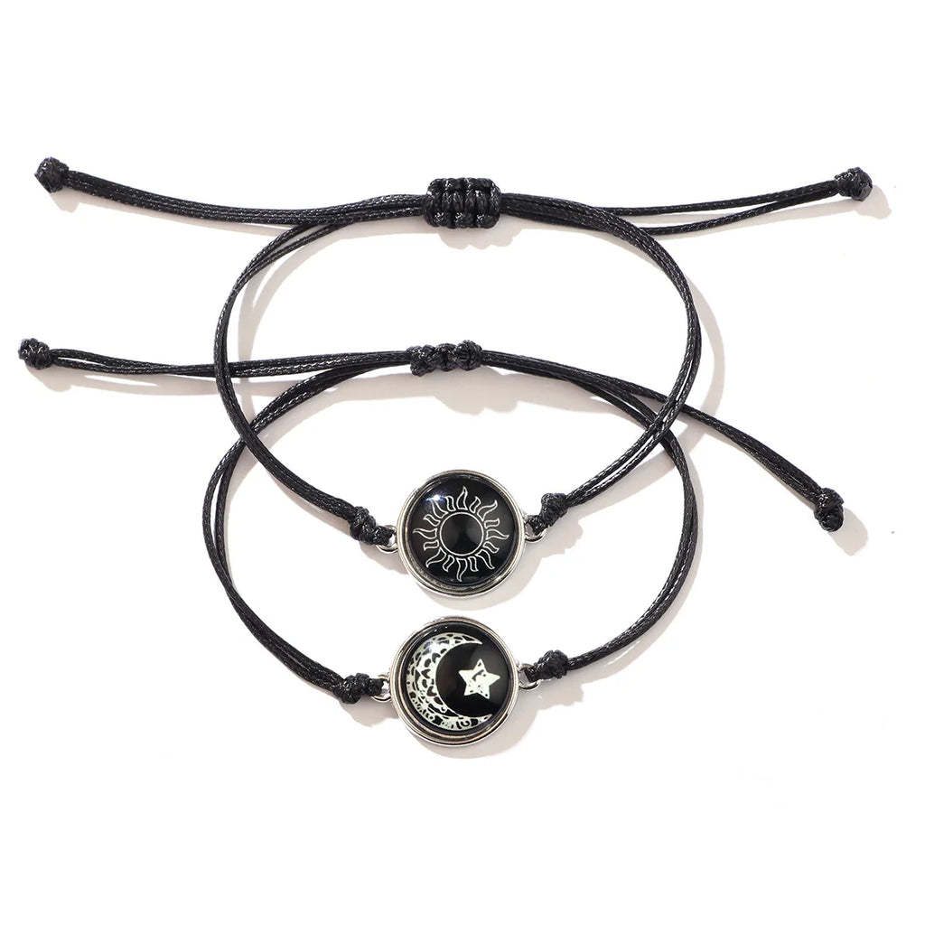 New Moon and Sun Love Time Gem Glow Bracelet - Hand-woven Rope