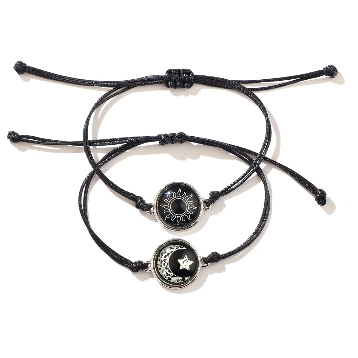New Moon and Sun Love Time Gem Glow Bracelet - Hand-woven Rope
