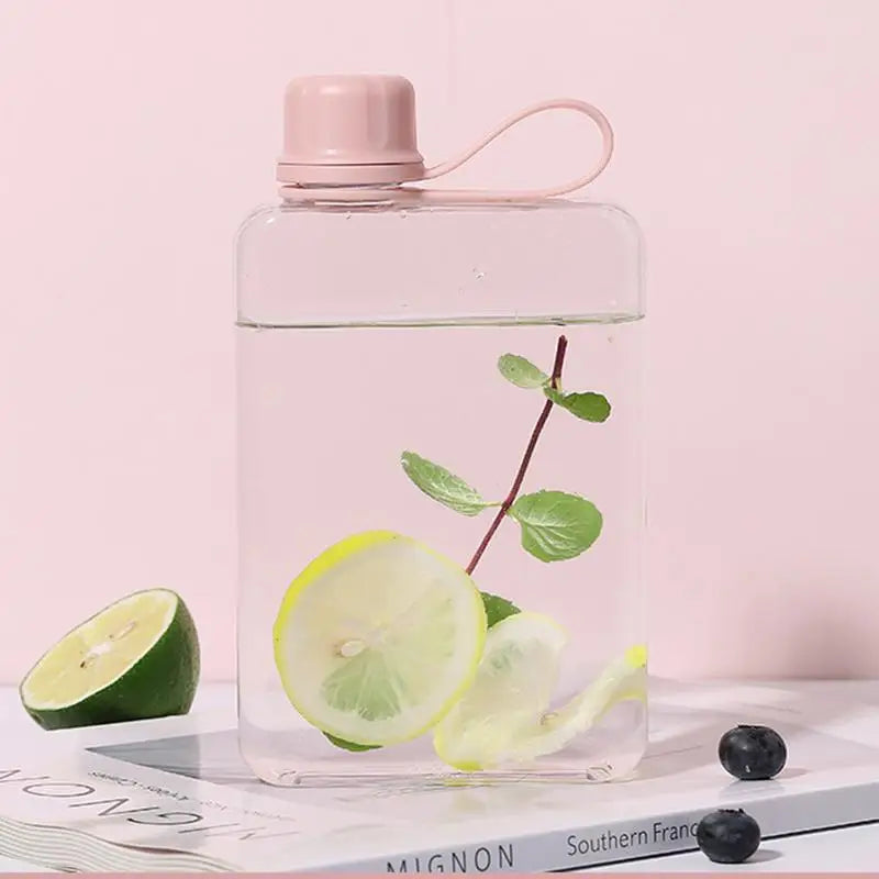 Clear 500ml Portable Flat Flasks for Sports or Camping, Leak-Proof, Slim Size for Purse