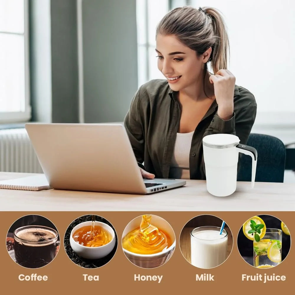 Self-Stirring Mug, Rechargeable Auto Magnetic Coffee Mug with Digital Display