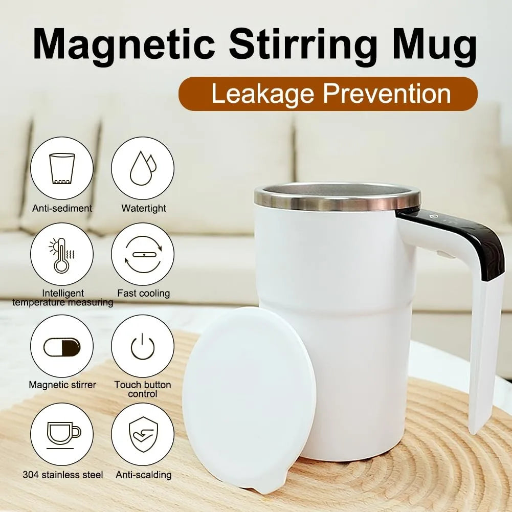 Self-Stirring Mug, Rechargeable Auto Magnetic Coffee Mug with Digital Display