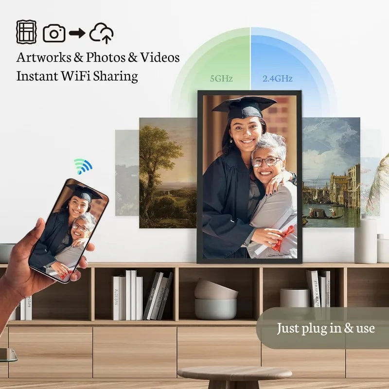 32 Inch Large Digital Picture Frame with Bluetooth Speaker, Remote Control, Auto Rotate