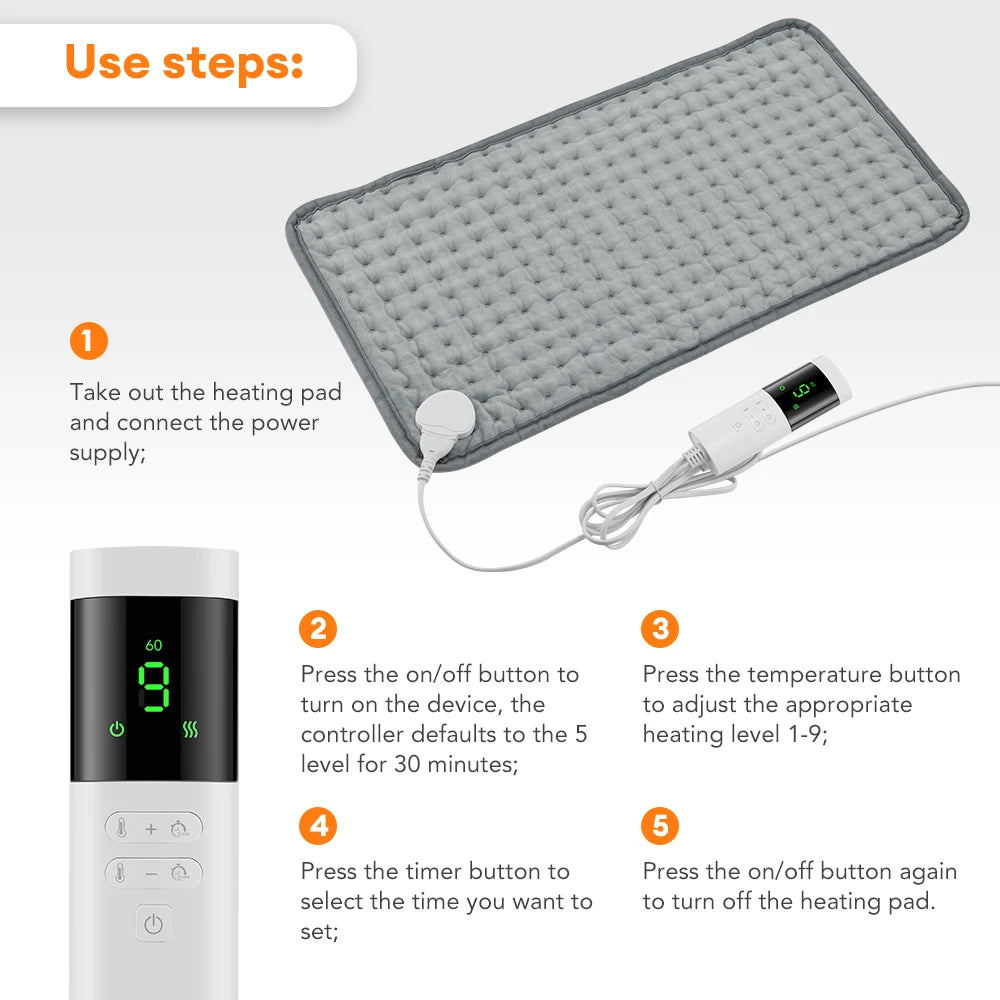 Micro plush Electric Heating Therapy Pad- Washable Blanket for Abdomen, Waist, Back /Thermal Mat- Pain Relief Brace