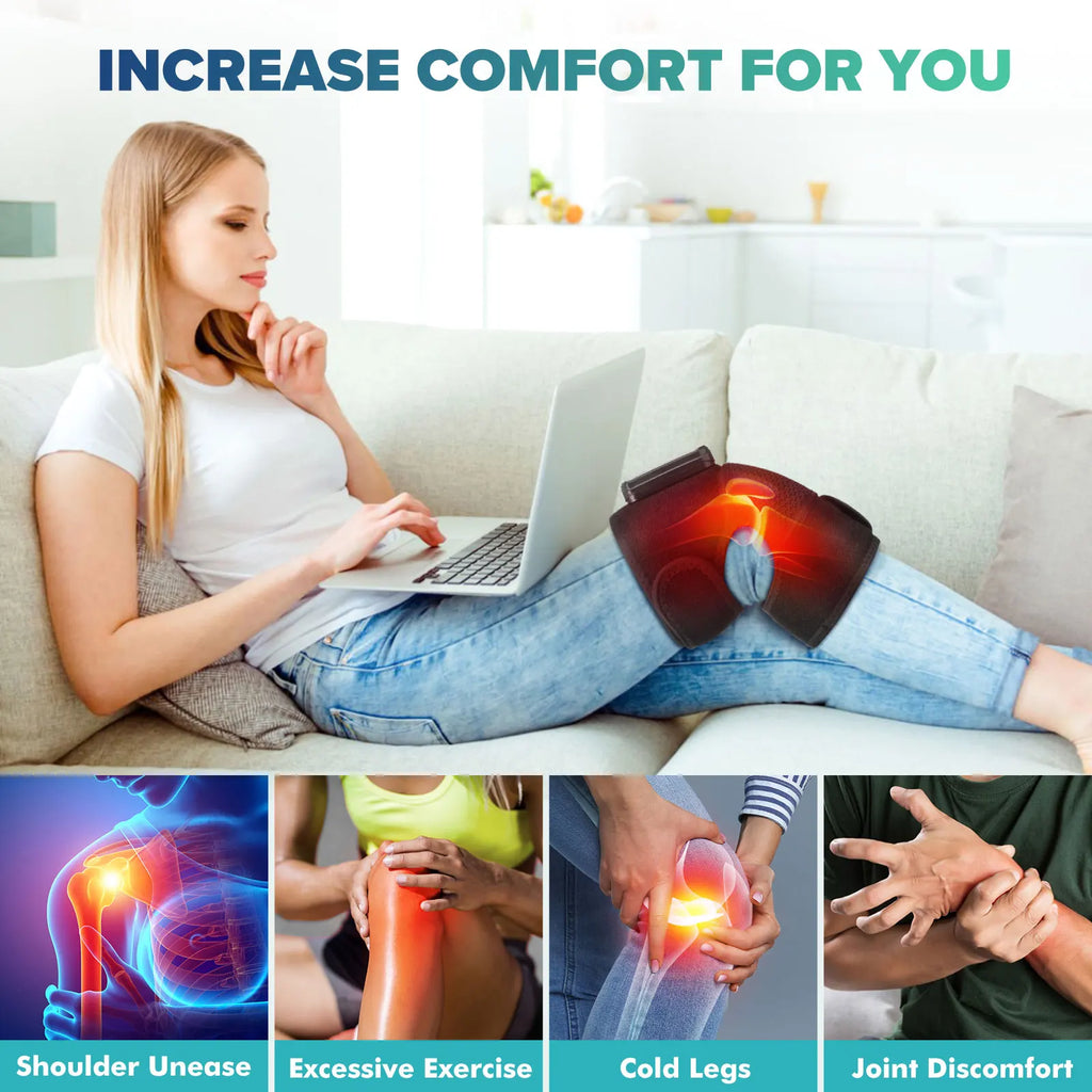 Knee Heating Massager with Joint Physiotherapy and Hot Compress Vibration Massage. Used for Elbow, Shoulder or knees.
