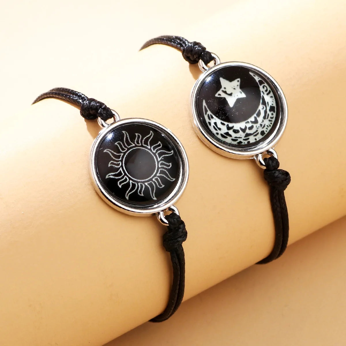 New Moon and Sun Love Time Gem Glow Bracelet - Hand-woven Rope
