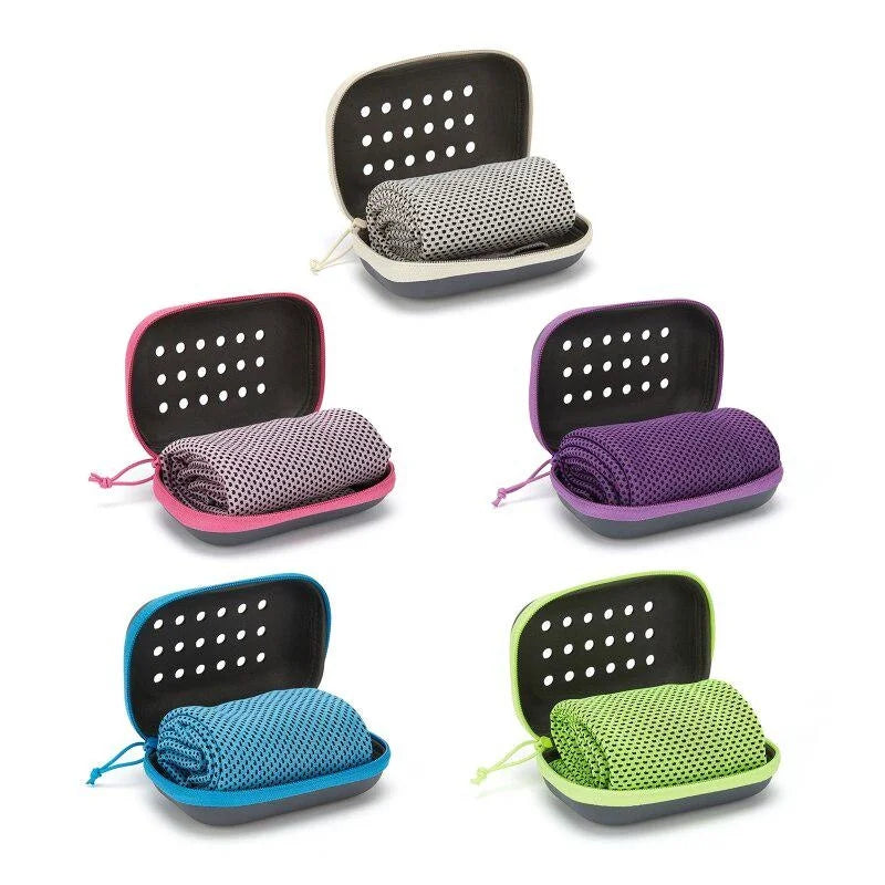 Quick Drying Cooling Towel Soft Breathable Sweat Absorption- Cold Towel with Storage Box for Sports, Running, Yoga and Gym