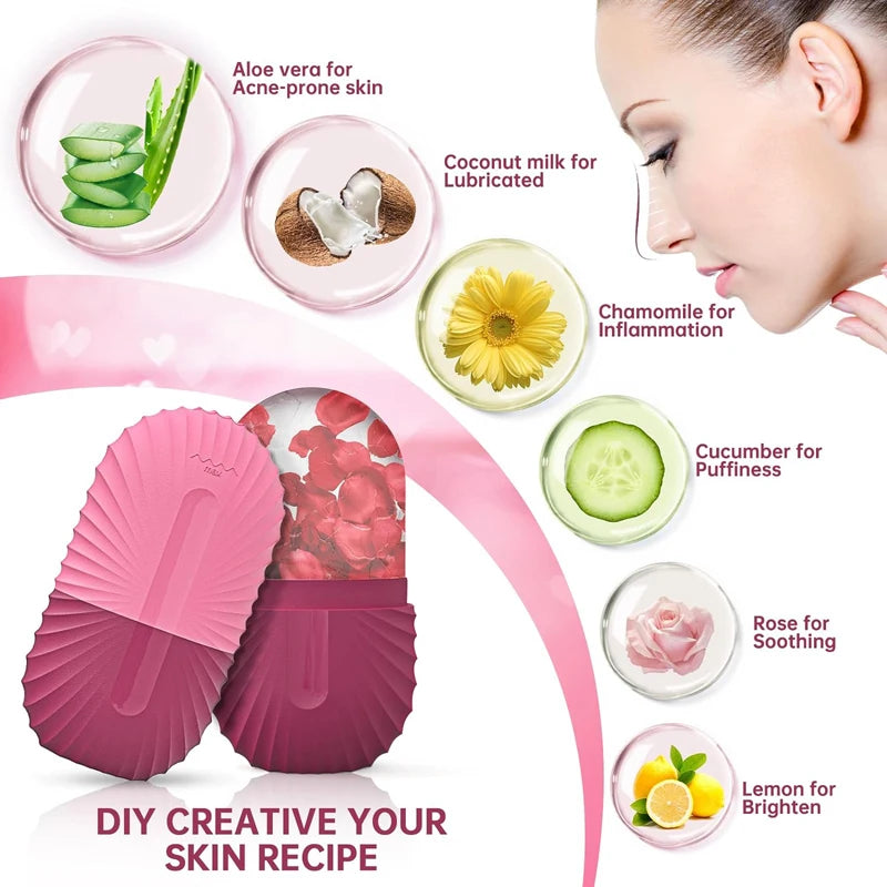 Silicone Ice Face Roller- Ice Cube Beauty Massage, reduces Eye Puffiness and Shrinks Pores