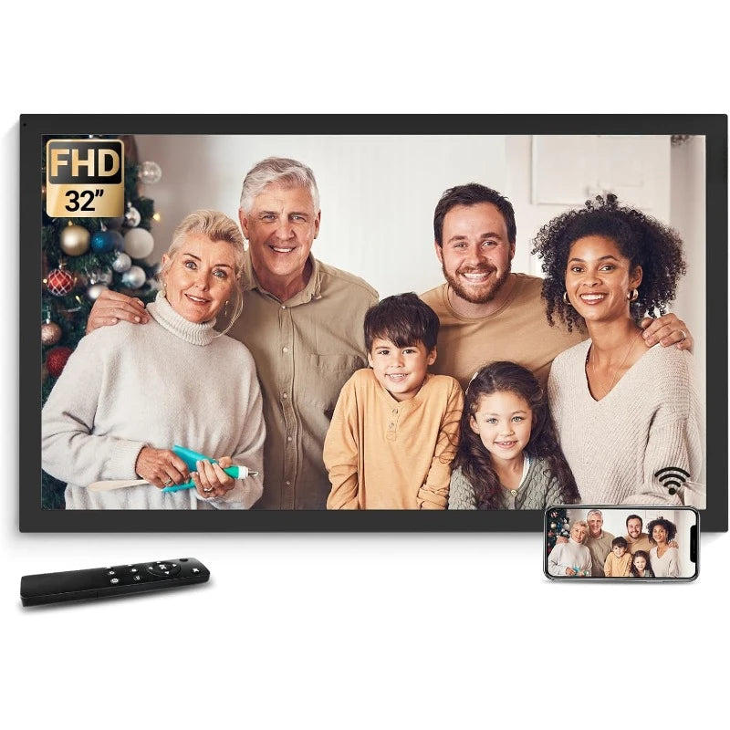 32 Inch Large Digital Picture Frame with Bluetooth Speaker, Remote Control, Auto Rotate
