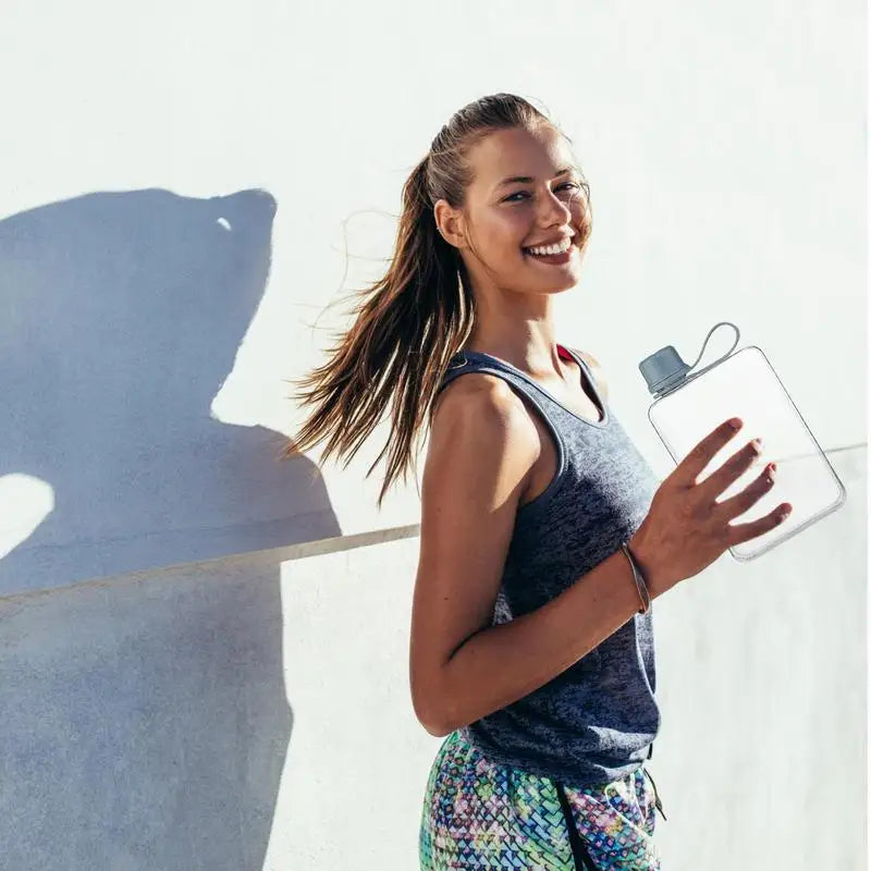 Clear 500ml Portable Flat Flasks for Sports or Camping, Leak-Proof, Slim Size for Purse