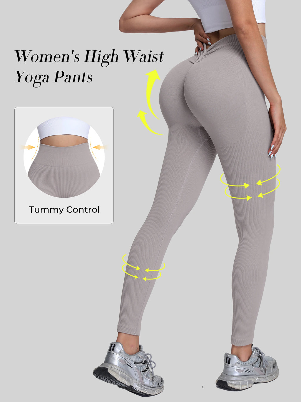 Women's high-waisted seamless yoga pants with a V-back, quick-dry sports leggings for yoga and excercise