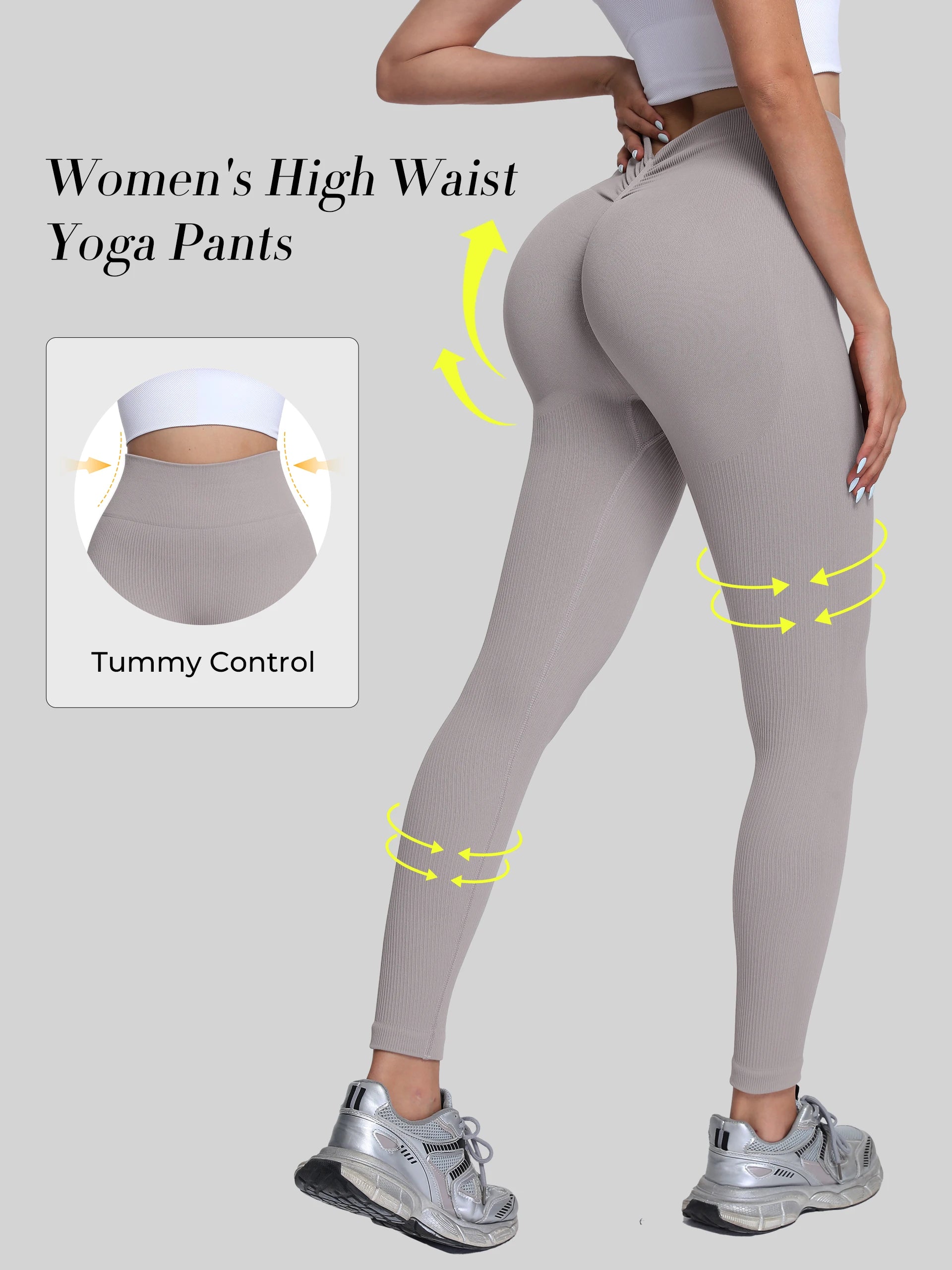 Women's high-waisted seamless yoga pants with a V-back, quick-dry sports leggings for yoga and excercise