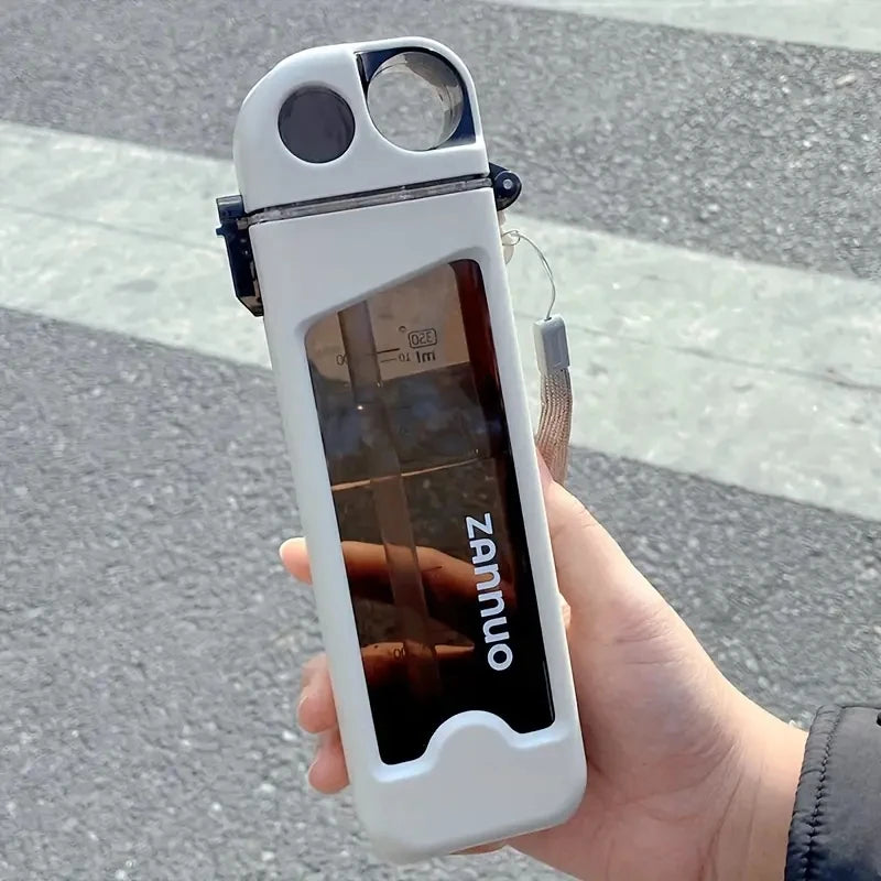 12 oz Square water bottle, leak proof water cup, with a straw